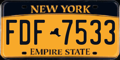 NY license plate FDF7533