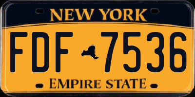 NY license plate FDF7536