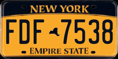NY license plate FDF7538