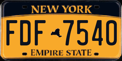 NY license plate FDF7540