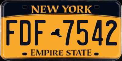 NY license plate FDF7542