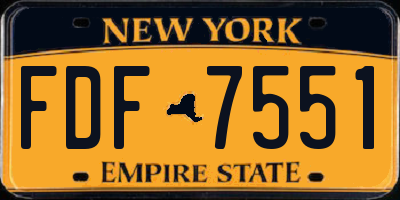 NY license plate FDF7551