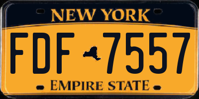 NY license plate FDF7557