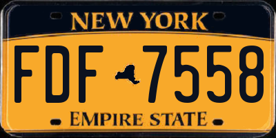 NY license plate FDF7558