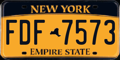 NY license plate FDF7573
