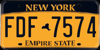 NY license plate FDF7574