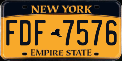 NY license plate FDF7576