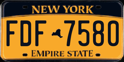 NY license plate FDF7580