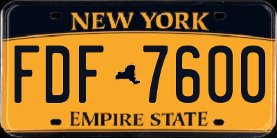 NY license plate FDF7600