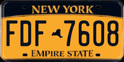 NY license plate FDF7608
