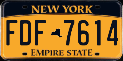 NY license plate FDF7614