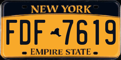 NY license plate FDF7619