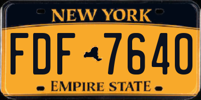 NY license plate FDF7640