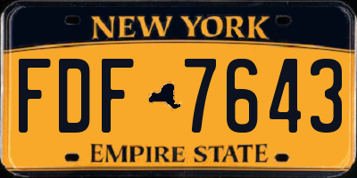 NY license plate FDF7643