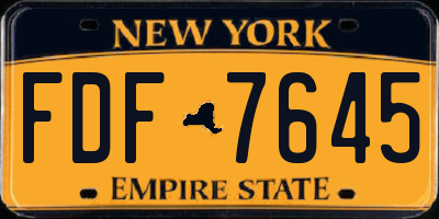 NY license plate FDF7645