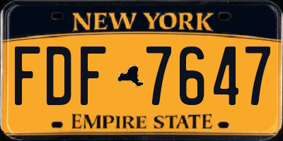 NY license plate FDF7647