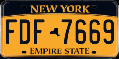 NY license plate FDF7669
