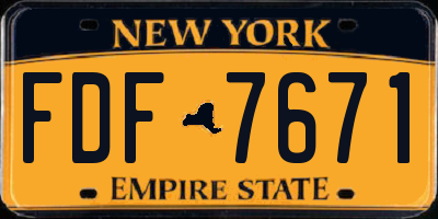 NY license plate FDF7671
