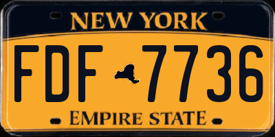 NY license plate FDF7736