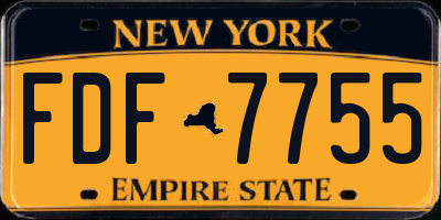 NY license plate FDF7755