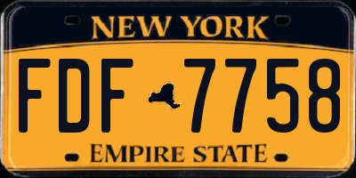 NY license plate FDF7758