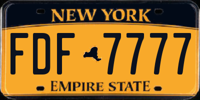 NY license plate FDF7777