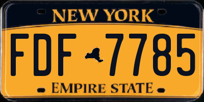 NY license plate FDF7785