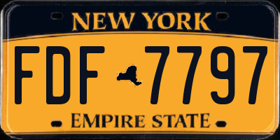 NY license plate FDF7797