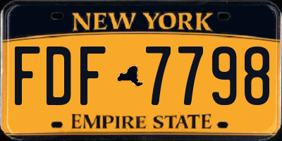 NY license plate FDF7798
