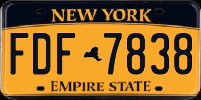 NY license plate FDF7838