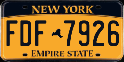 NY license plate FDF7926
