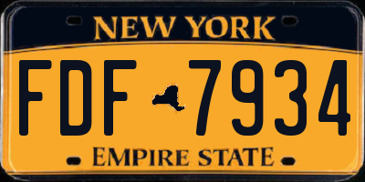 NY license plate FDF7934