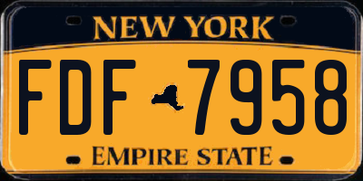 NY license plate FDF7958