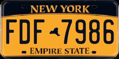 NY license plate FDF7986