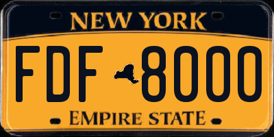 NY license plate FDF8000