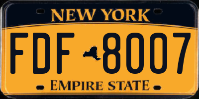 NY license plate FDF8007