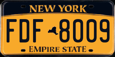 NY license plate FDF8009