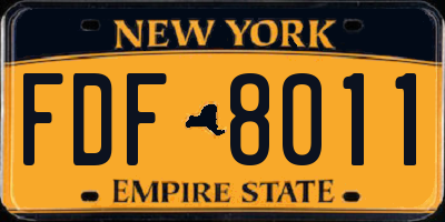 NY license plate FDF8011
