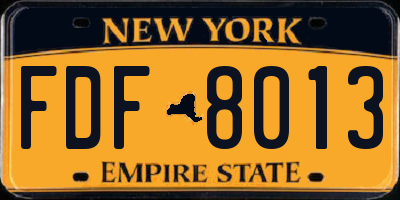 NY license plate FDF8013