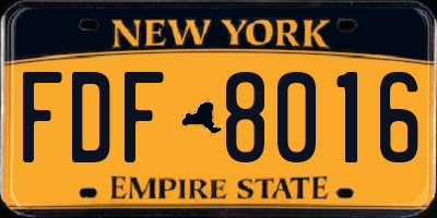 NY license plate FDF8016
