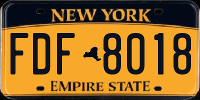 NY license plate FDF8018