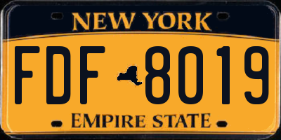 NY license plate FDF8019