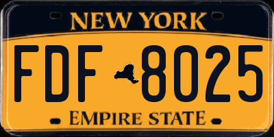 NY license plate FDF8025