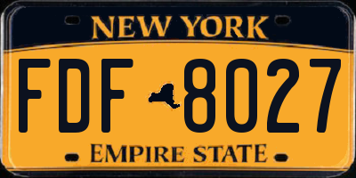 NY license plate FDF8027
