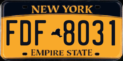 NY license plate FDF8031