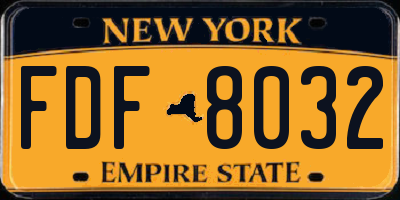 NY license plate FDF8032