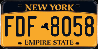 NY license plate FDF8058