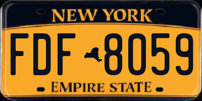 NY license plate FDF8059