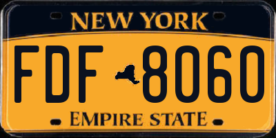 NY license plate FDF8060
