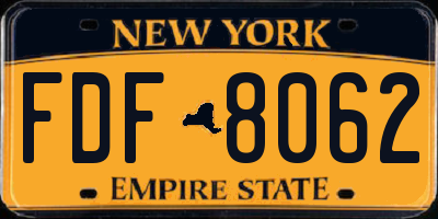 NY license plate FDF8062